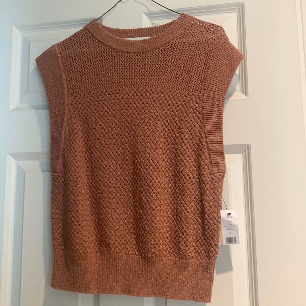 Brand new sleeveless Joie sweater in a small. Beautiful color. Dress up or down!